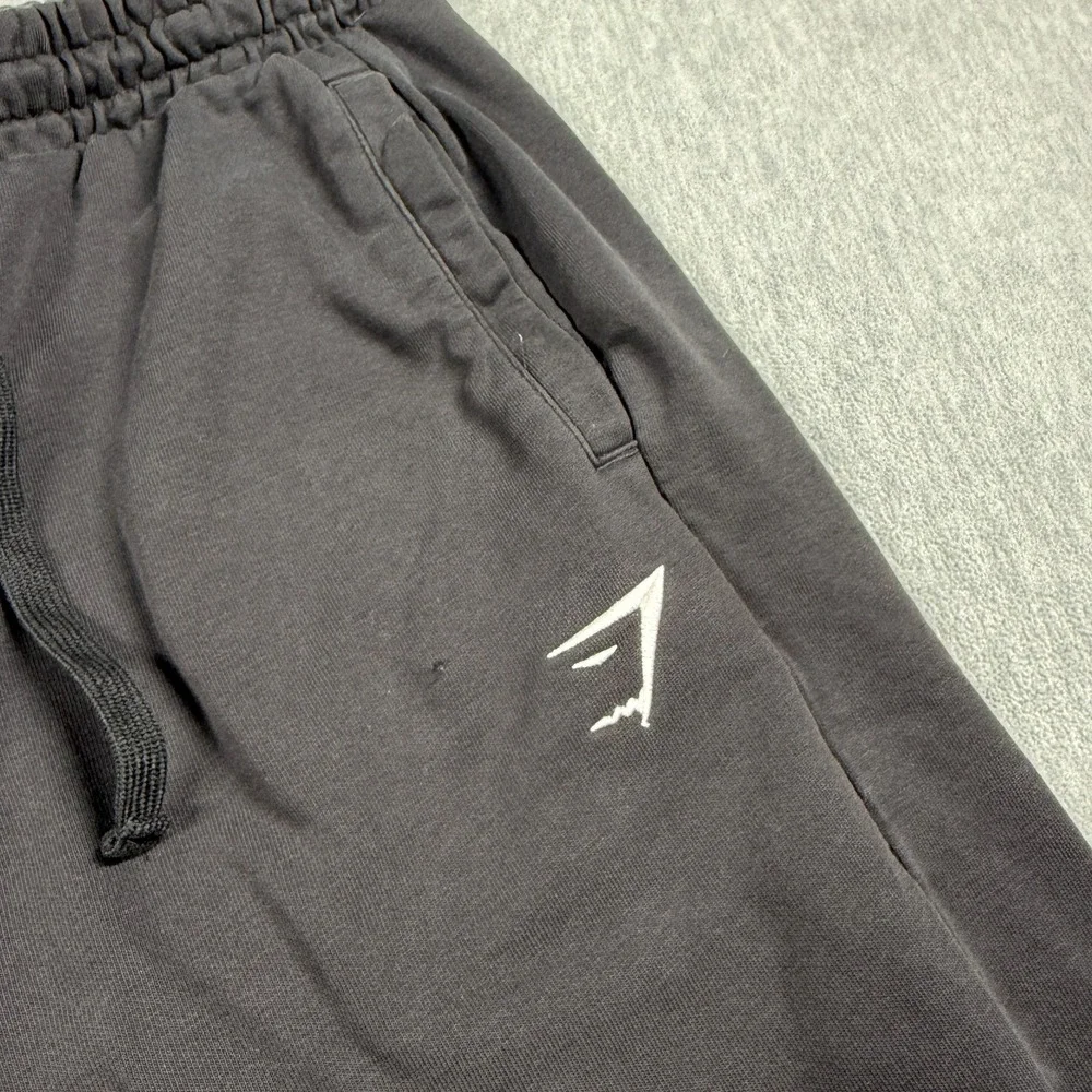 Gymshark Sweatpants Mens M Black Heavyweight Cotton Blend Elastic Cuff Jogge